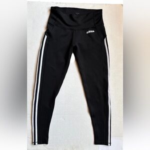 Adidas Women’s Black Leggings with White Stripes